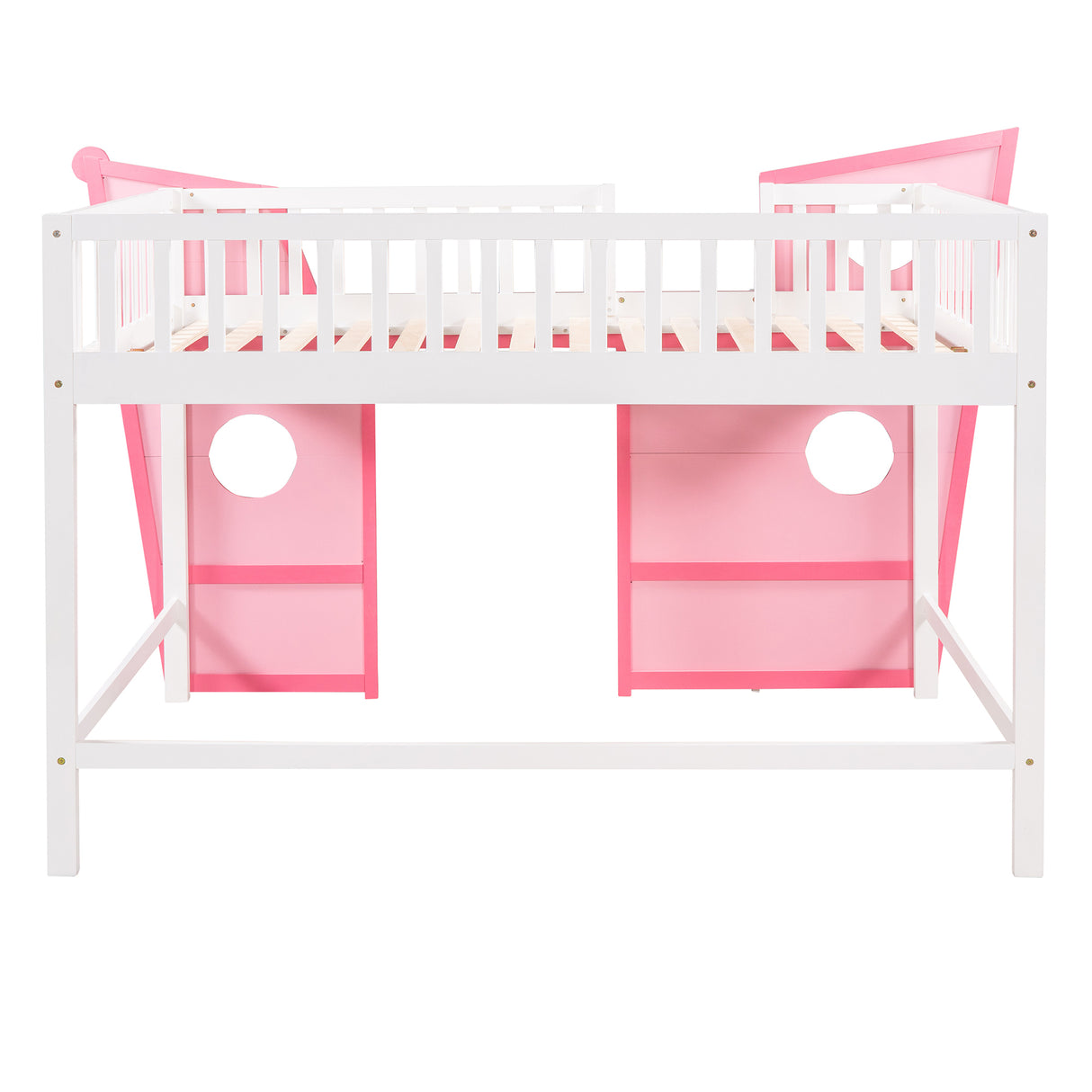 Full Size Boat Shape Loft Bed with Ladder-Pink - Home Elegance USA