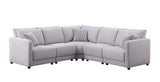 Penelope Light Gray Linen Fabric Reversible L-Shape Sectional Sofa with Pillows - Home Elegance USA