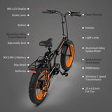 AOSTIRMOTOR A20 Folding Electric Bicycle 500W Motor 20" Fat Tire With 36V/13Ah Li-Battery