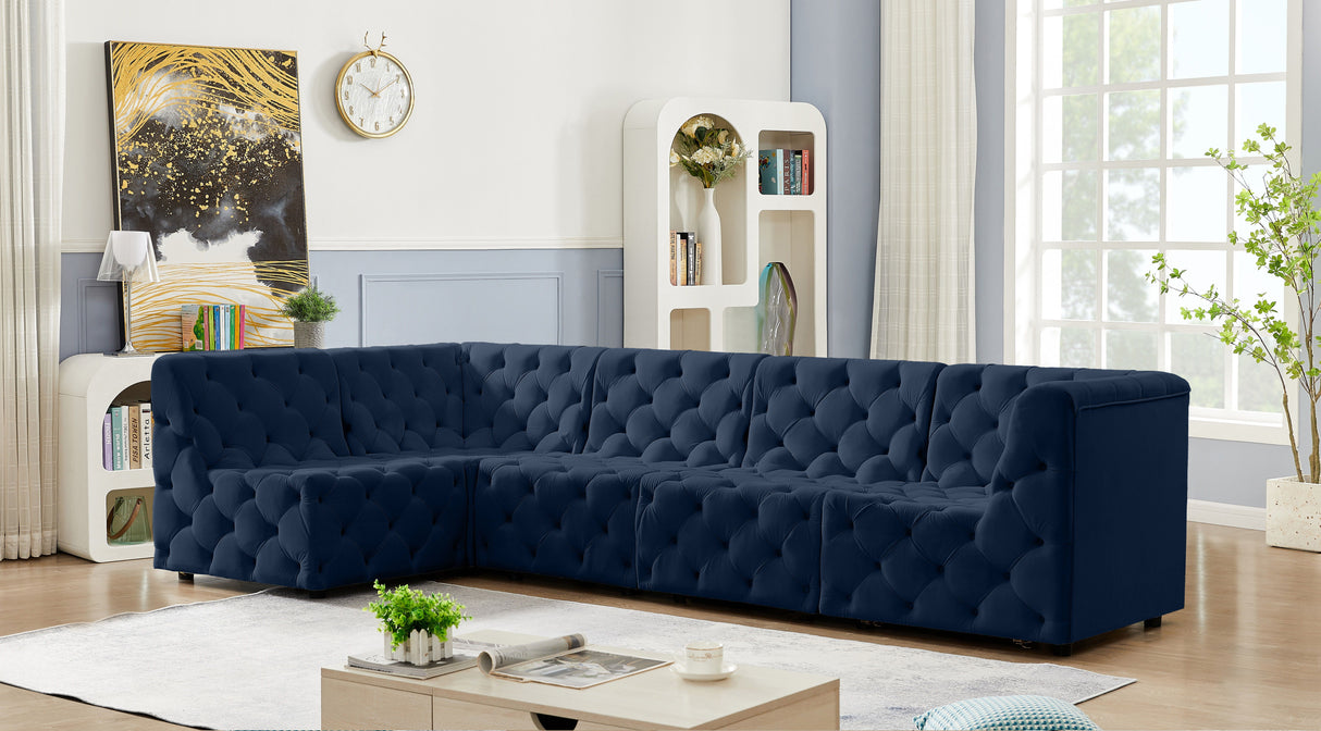 Tuft - Modular Sectional 5 Piece - Navy - Fabric - Home Elegance USA