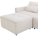 113.3" Convertible Sectional Sofa Couch 3 - Seat L - Shaped Sofa with Movable Ottoman and USB for Apartment, Living Room, Bedroom, Beige - SG000880AAA - image - 28