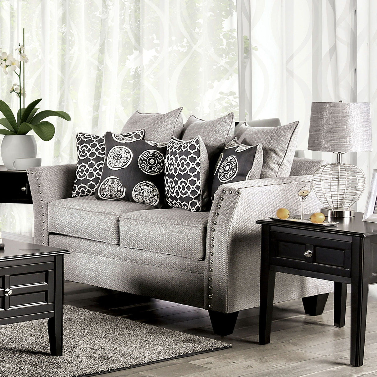 Talgarth - Sofa & Loveseat - Gray - Home Elegance USA