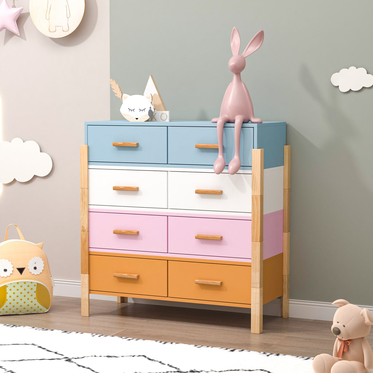 The colorful  free combination cabinet  DRESSER CABINET BAR CABINET, storge cabinet, lockers,Solid woodhandle, can be placed in the living room, bedroom, dining room  color White, blue orange Pink - Home Elegance USA