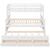 Twin-Over-Full Bunk Bed with Twin size Trundle , Separable Bunk Bed with Drawers for Bedroom - White - Home Elegance USA