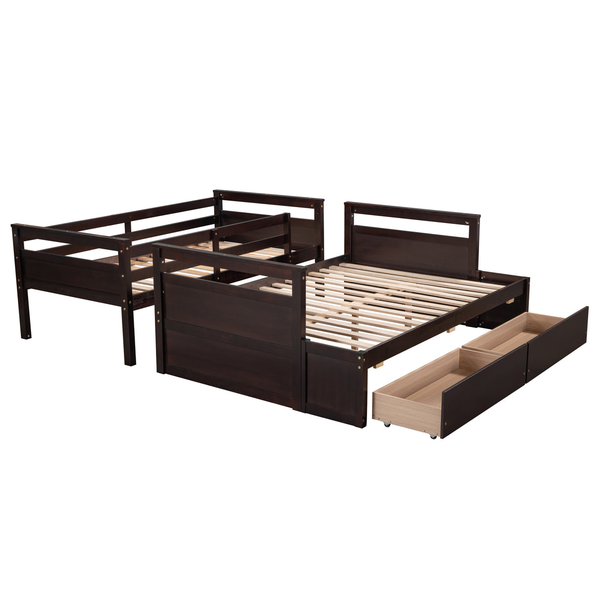Twin over Full Bunk Bed with Storage - Espresso(OLD SKU :LP000022AAP) - Home Elegance USA