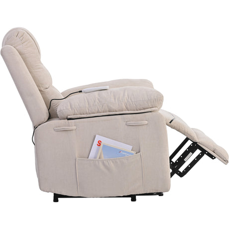 Massage Recliner,Power Lift Chair for Elderly with Adjustable Massage and Heating Function,Recliner Chair with Infinite Position and Side Pocket for Living Room ,Beige Home Elegance USA