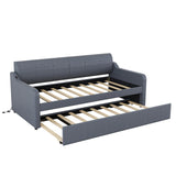 Twin Size Upholstery DayBed with Trundle and USB Charging Design,Trundle can be flat or erected,Gray - Home Elegance USA