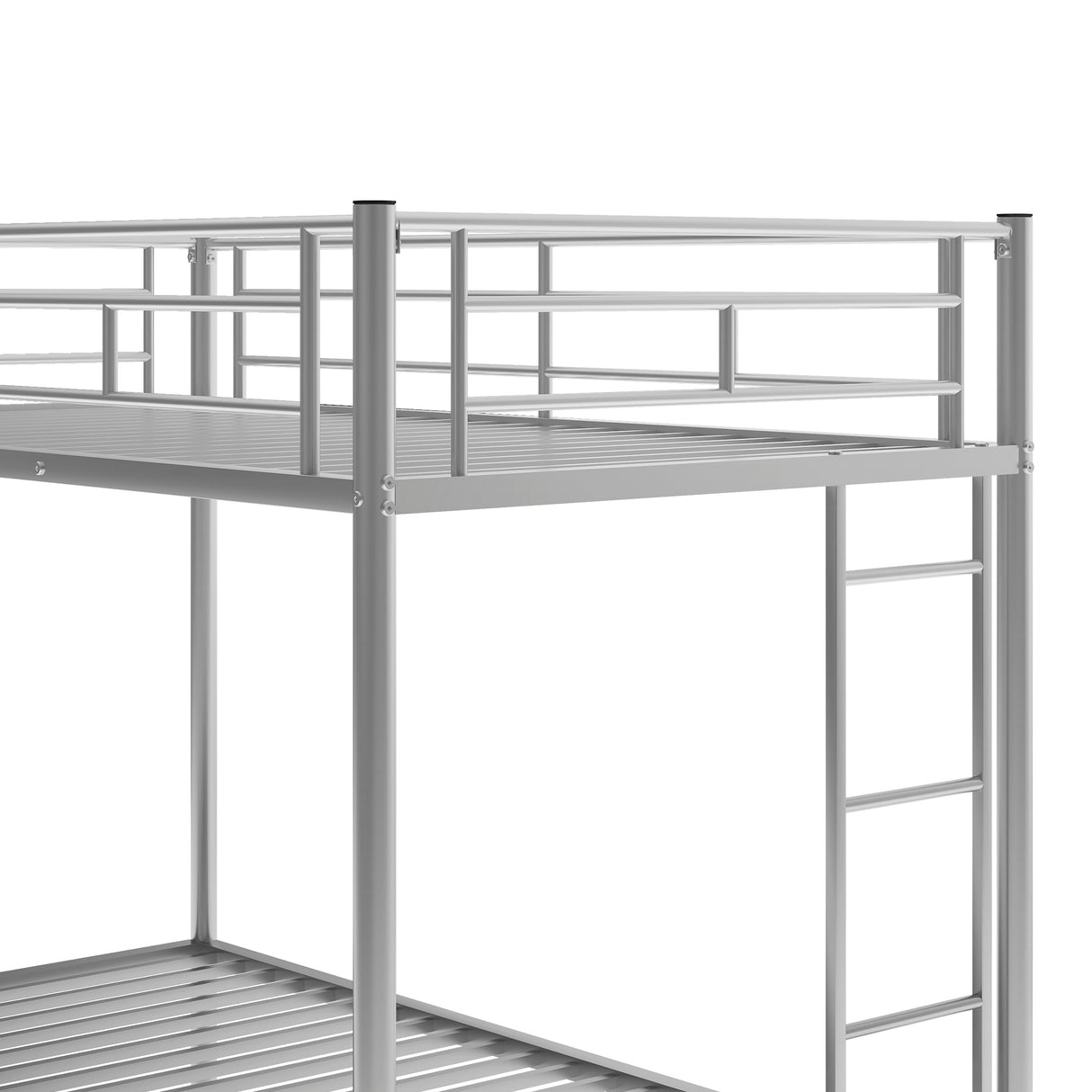 Twin over Twin Bunk Bed with Trundle, Silver - Home Elegance USA