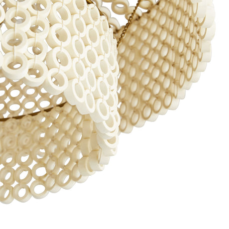 Arteriors Hannie Chandelier in Beaded White Wood & Antique Brass