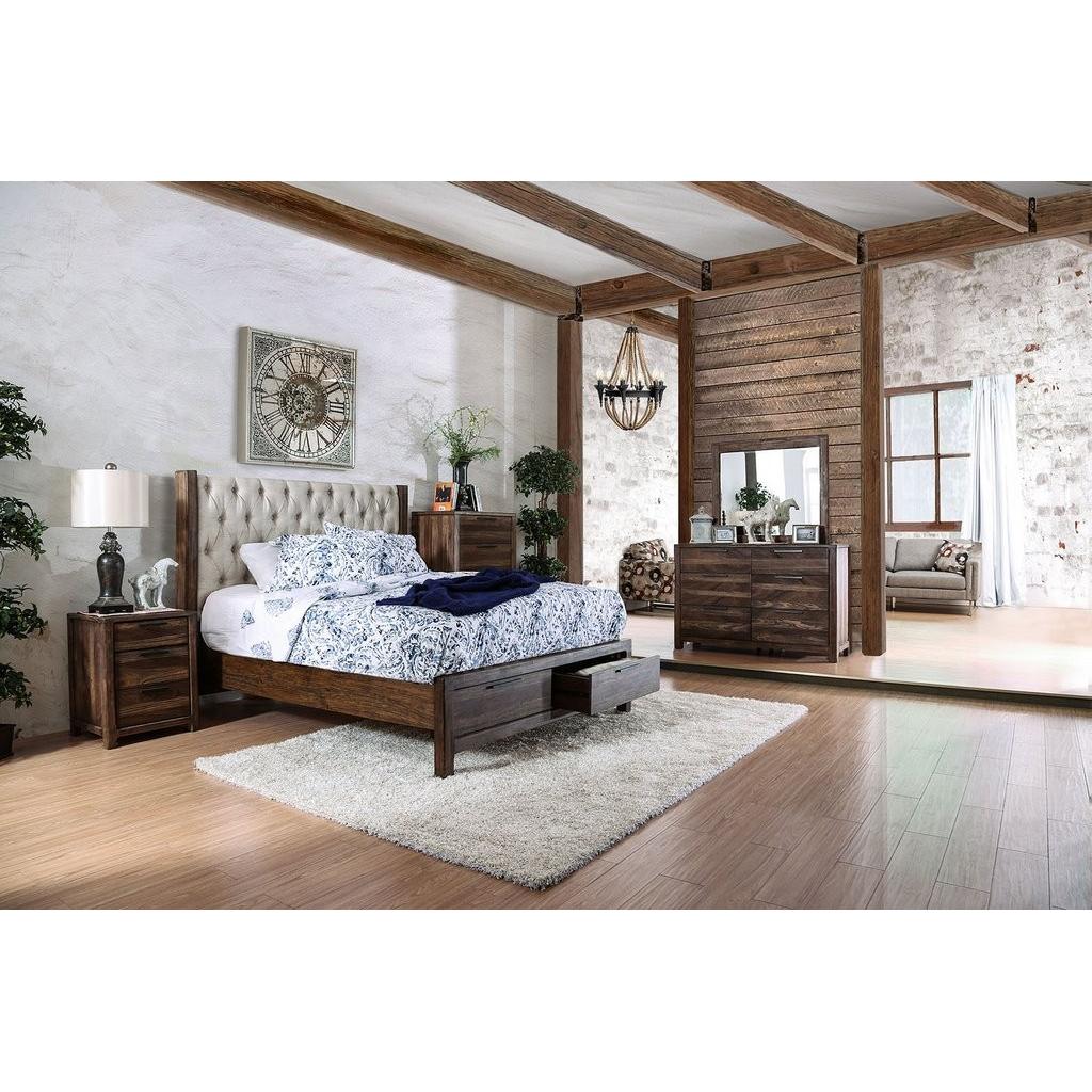 Furniture of America Hutchinson King Bed with Storage CM7577DR-EK-BED - Home Elegance USA
