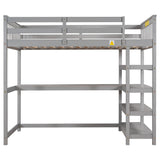 Twin Size Loft Bed with Storage Shelves and Under-bed Desk, Gray(OLD SKU:SM000245AAE-1) - Home Elegance USA