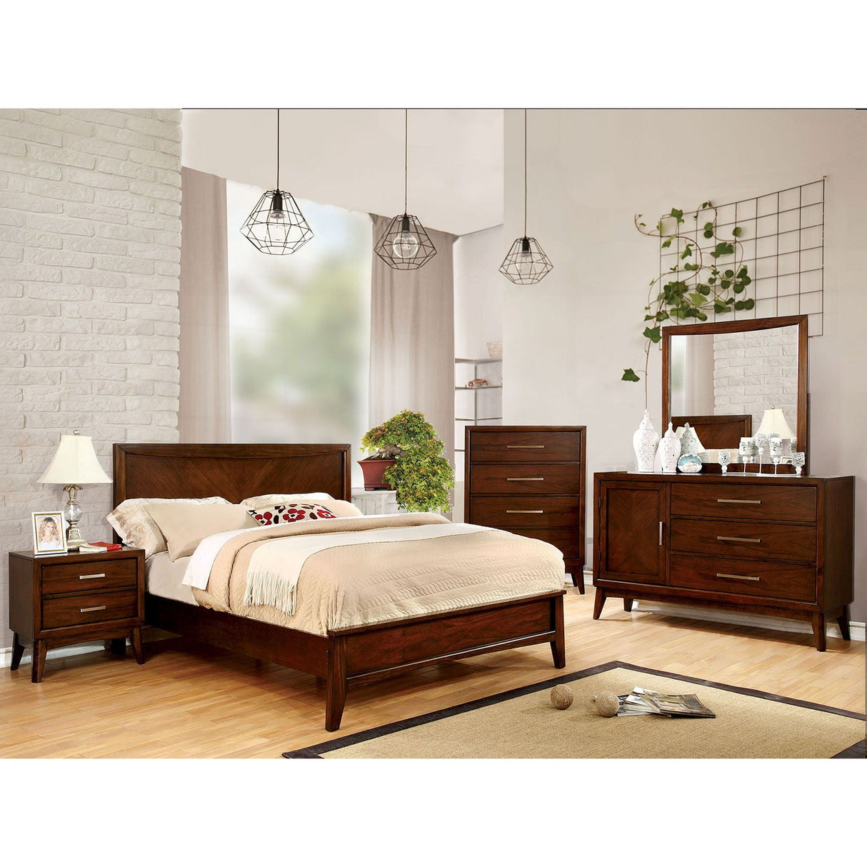 Snyder - 4 Piece Queen Bedroom Set - Brown Cherry - Home Elegance USA