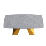 70.87"Modern artificial stone gray curved golden metal leg dining table - can accommodate 6 - 8 people - W1535S00088 - image - 4