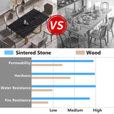 63"Modern artificial stone black straight edge golden metal leg dining table - 6 people - W1535S00074 - image - 10