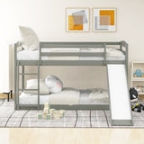 Twin over Twin Bunk Bed with Convertible Slide and Ladder , Gray(Old SKU:WF281725AAE) - Home Elegance USA