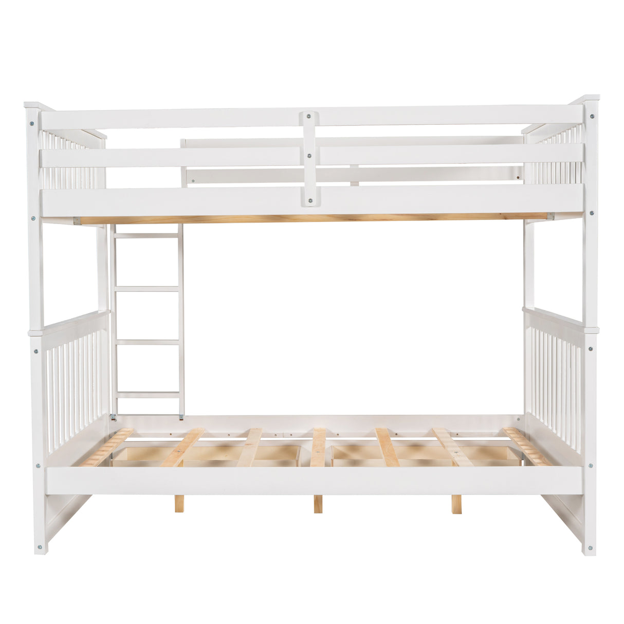Full-Over-Full Bunk Bed with Ladders and Two Storage Drawers (White) - Home Elegance USA