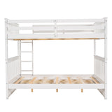 Full-Over-Full Bunk Bed with Ladders and Two Storage Drawers (White) - Home Elegance USA