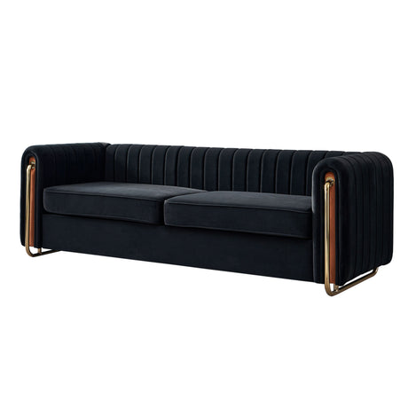 Modern velvet sofa black color - Home Elegance USA