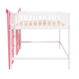 Full Size Boat Shape Loft Bed with Ladder-Pink - Home Elegance USA