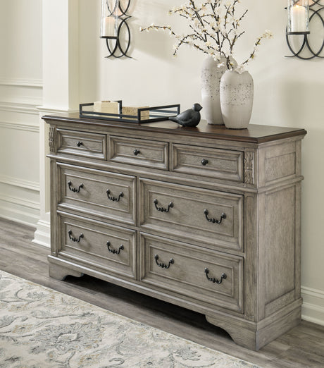 Lodenbay - Antique Gray - 6 Pc. - Dresser, Mirror, Chest, Queen Panel Bed - Home Elegance USA