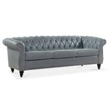 84.65" Rolled Arm Chesterfield 3 Seater Sofa. - W68061169 - image - 4