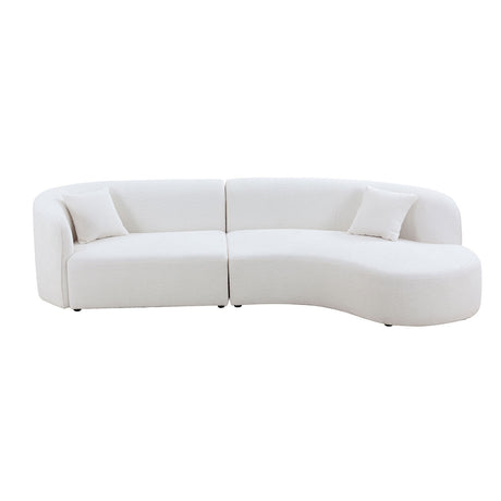 Luxury Modern Style Living Room Upholstery Curved Sofa with Chaise 2-Piece Set, Right Hand Facing Sectional,  Boucle Couch, White - Home Elegance USA