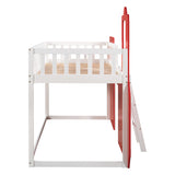 Twin Size Bus Shaped Loft Bed with Underbed Storage Space,Red - Home Elegance USA