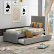 Linen Upholstered Platform Bed With Headboard and Trundle, Twin(Old SKU: SM000504AAE) - Home Elegance USA