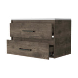 Lafayette 2-Drawer Wall Mounted Bathroom Vanity in Dark Brown and White