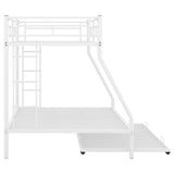 Twin over Full Bed with Sturdy Steel Frame, Bunk Bed with Twin Size Trundle, Two-Side Ladders, White(OLD SKU:MF194424AAK) - Home Elegance USA