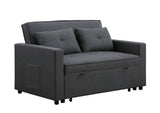 Zoey Dark Gray Linen Convertible Sleeper Loveseat with Side Pocket Home Elegance USA