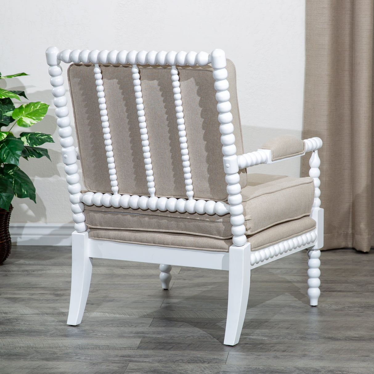 Spindle Chair, White, Beige - Home Elegance USA
