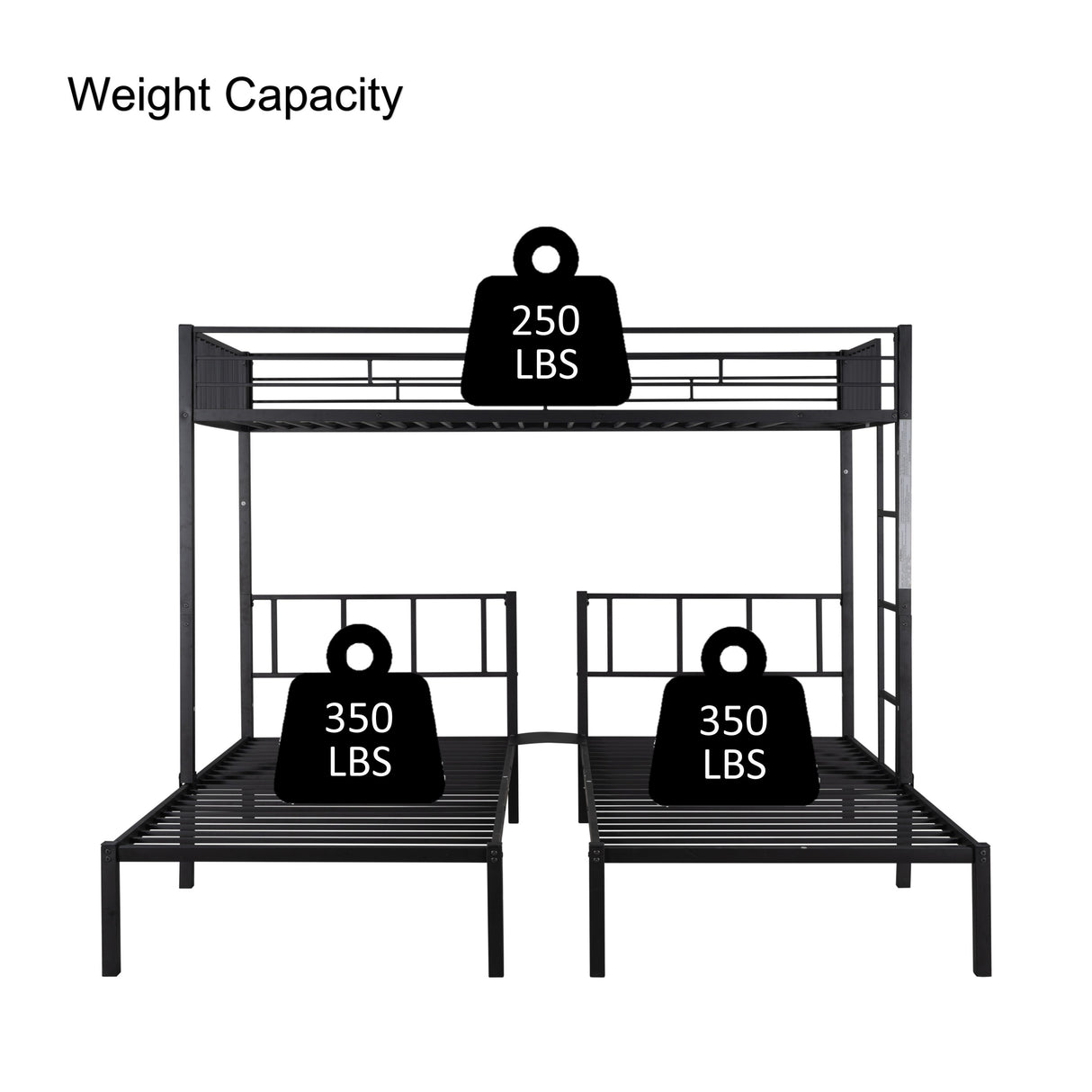 Triple twin bunk bed, can be separated into 3 twin beds - Home Elegance USA