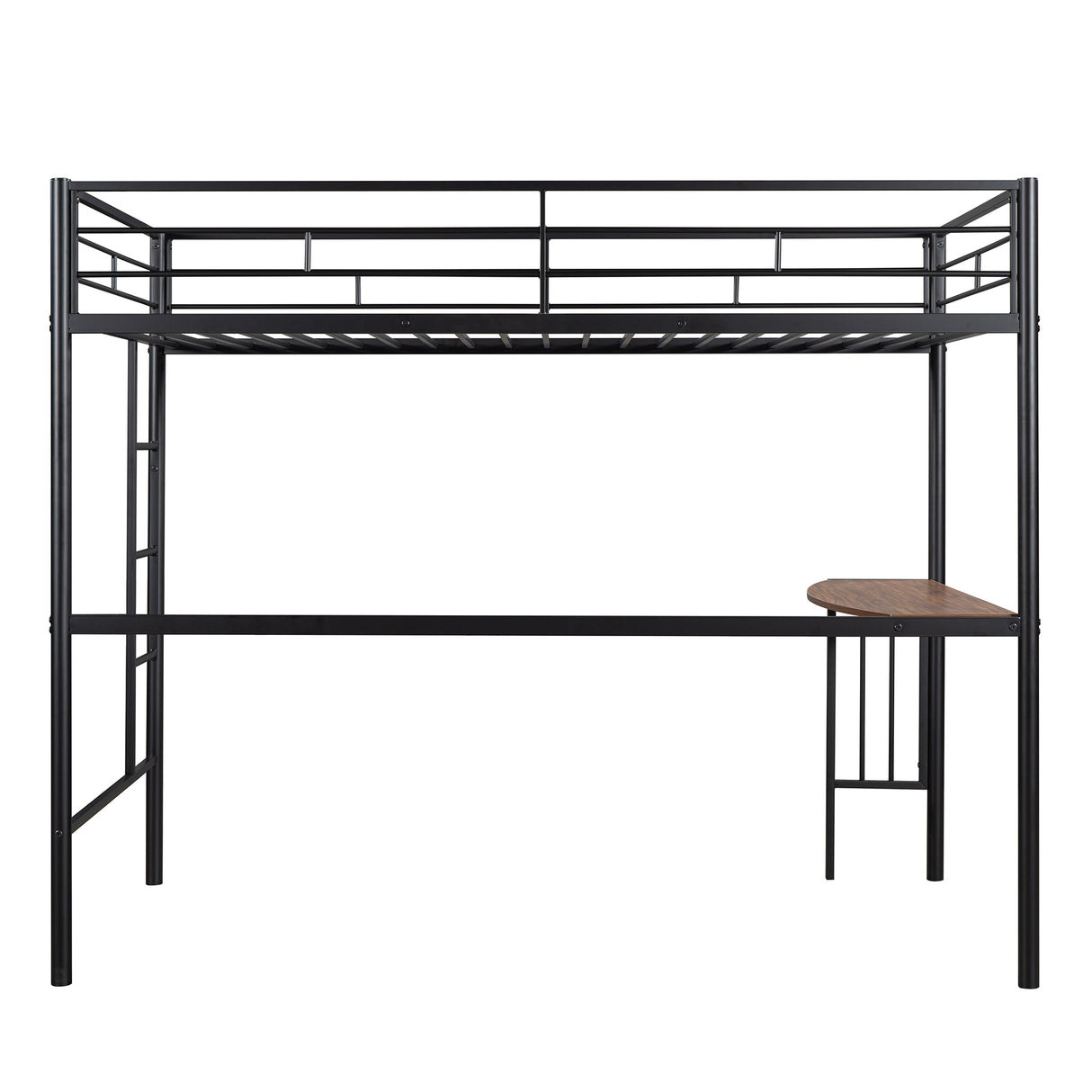 Twin Over Full Metal Bunk Bed with Desk, Ladder and Quality Slats for Bedroom, Metallic Black（OLD SKU :LP000092AAB） - Home Elegance USA