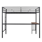 Twin Over Full Metal Bunk Bed with Desk, Ladder and Quality Slats for Bedroom, Metallic Black（OLD SKU :LP000092AAB） - Home Elegance USA