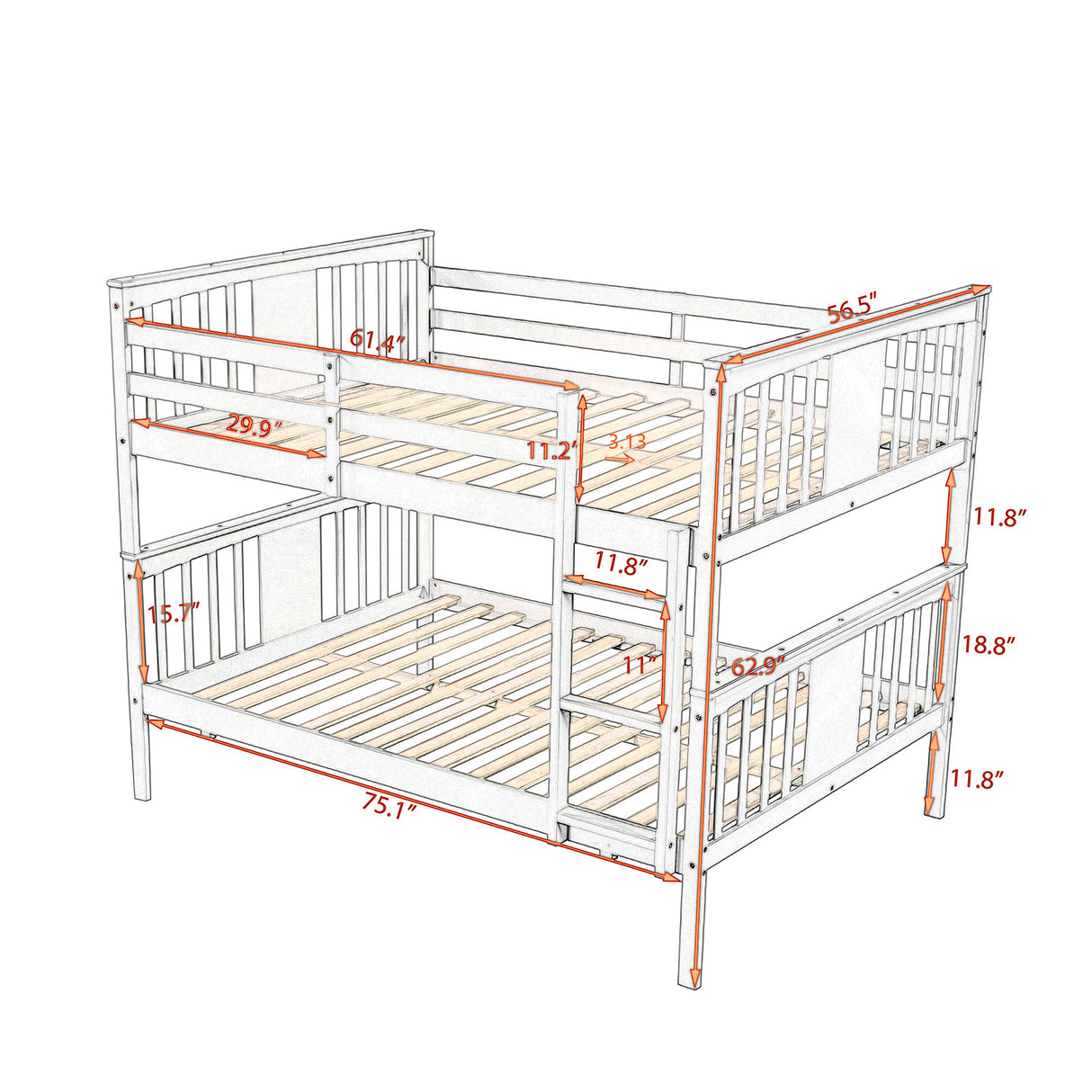 Full over Full Bunk Bed with Ladder for Bedroom, Guest Room Furniture-Espresso(OLD SKU :LP000203AAP) - Home Elegance USA