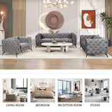 Modern 3-Piece Sofa Sets with Sturdy Metal Legs,Velvet Upholstered Couches Sets Including Three Seat Sofa, Loveseat and Single Chair for Living Room Furniture Set,Gray Home Elegance USA