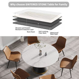 53.15"Modern artificial stone round black carbon steel base dining table - can accommodate 6 people - W1535S00003 - image - 4