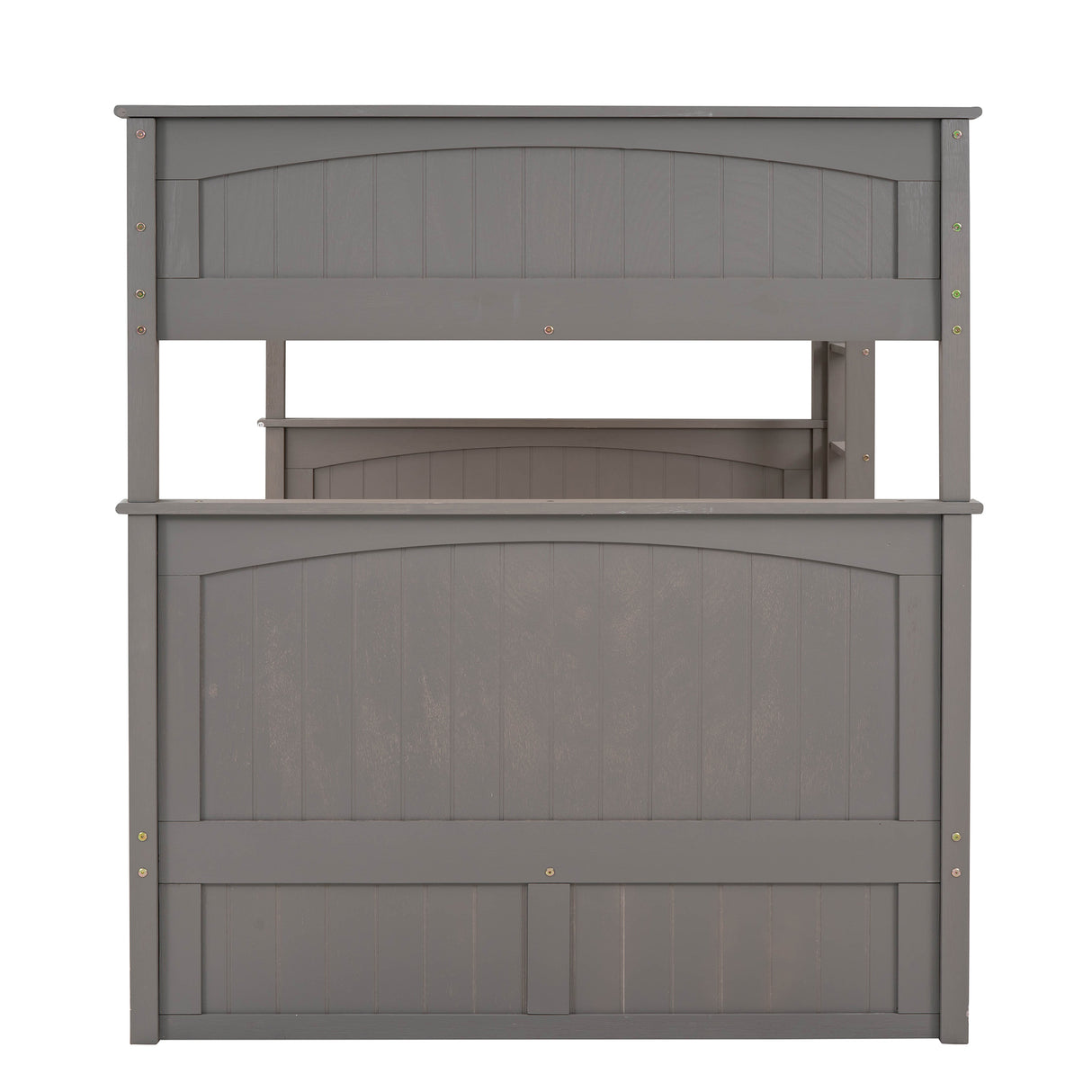 Full Over Full Bunk Bed with Twin Size Trundle, Pine Wood Bunk Bed with Guardrails, Brushed Gray(Old SKU：LP000044AAN) - Home Elegance USA