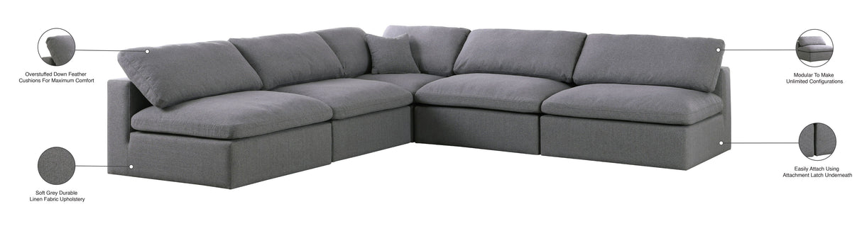 Serene - Cloud 5 Piece Modular Sectional - Grey - Home Elegance USA