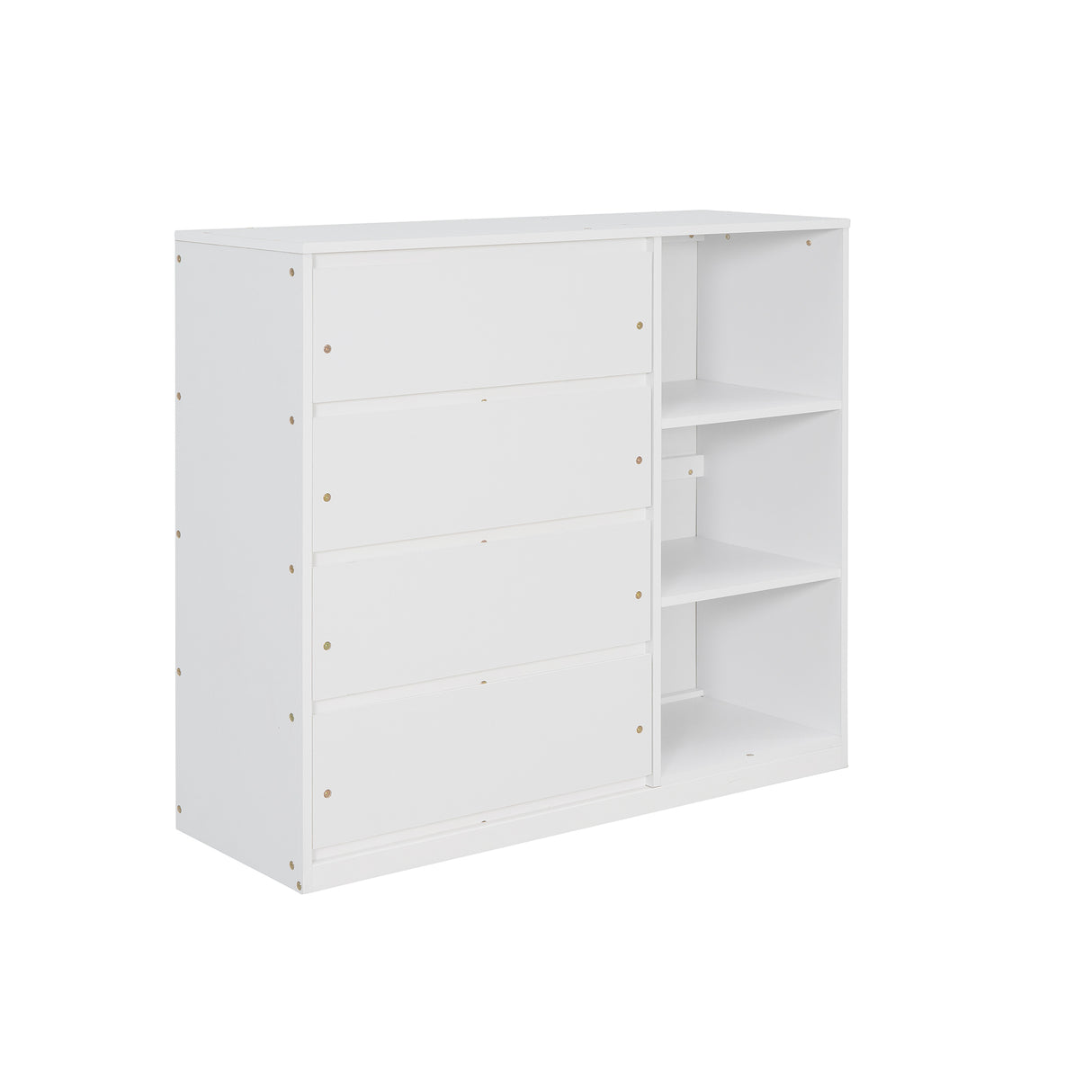 Twin over Twin Bunk Bed with 4 Drawers and 3 Shelves-White（OLD SKU: LP000067AAK） - Home Elegance USA