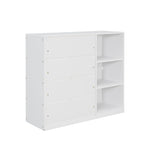 Twin over Twin Bunk Bed with 4 Drawers and 3 Shelves-White（OLD SKU: LP000067AAK） - Home Elegance USA