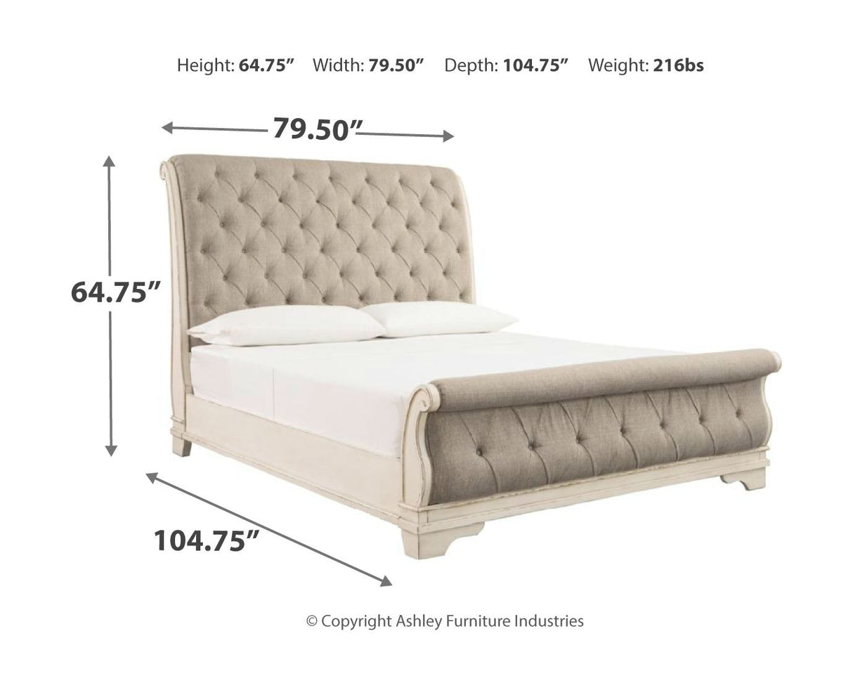 Realyn - Two-tone - 5 Pc. - Dresser, Mirror, King Upholstered Sleigh Bed - Home Elegance USA