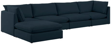 Mackenzie - Modular Sectional 5 Piece - Navy - Fabric - Modern & Contemporary - Home Elegance USA