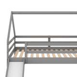 Twin Size Bunk House Bed with Slide and Ladder,Gray - Home Elegance USA