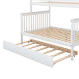 Twin over Full Bunk Bed with Trundle and Staircase,White - Home Elegance USA