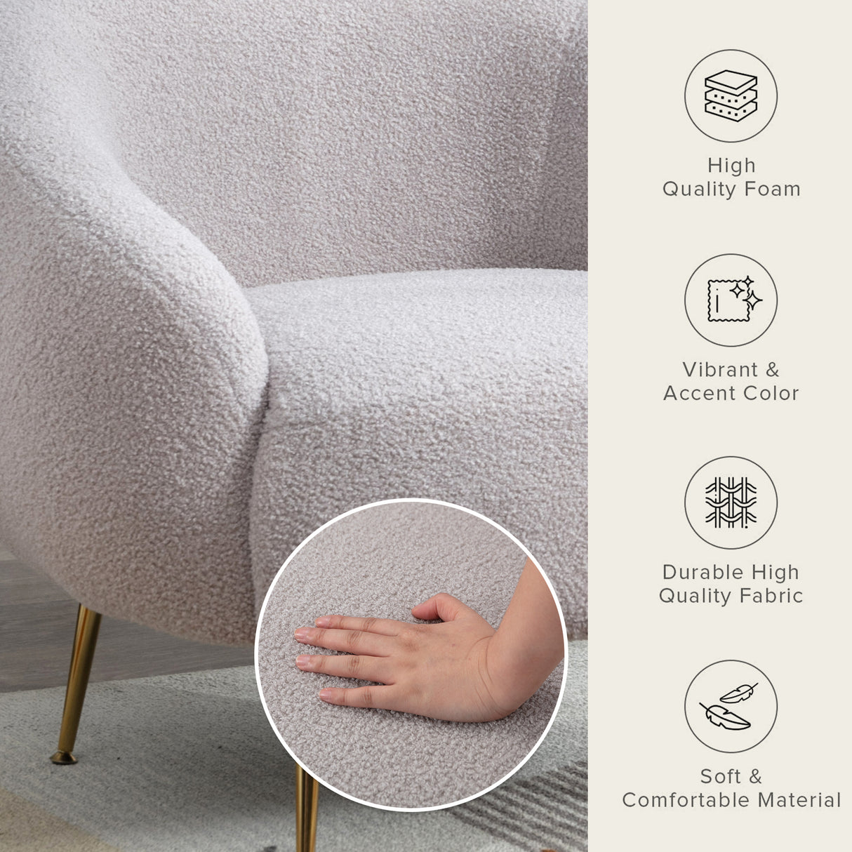 Orisfur. Modern Comfy Leisure Accent Chair, Teddy Short Plush Particle Velvet Armchair with Ottoman for Living Room - Home Elegance USA