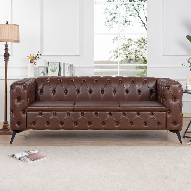 84.06Inch Width Traditional Square Arm removable cushion 3 seater Sofa - W68041370 - image - 1