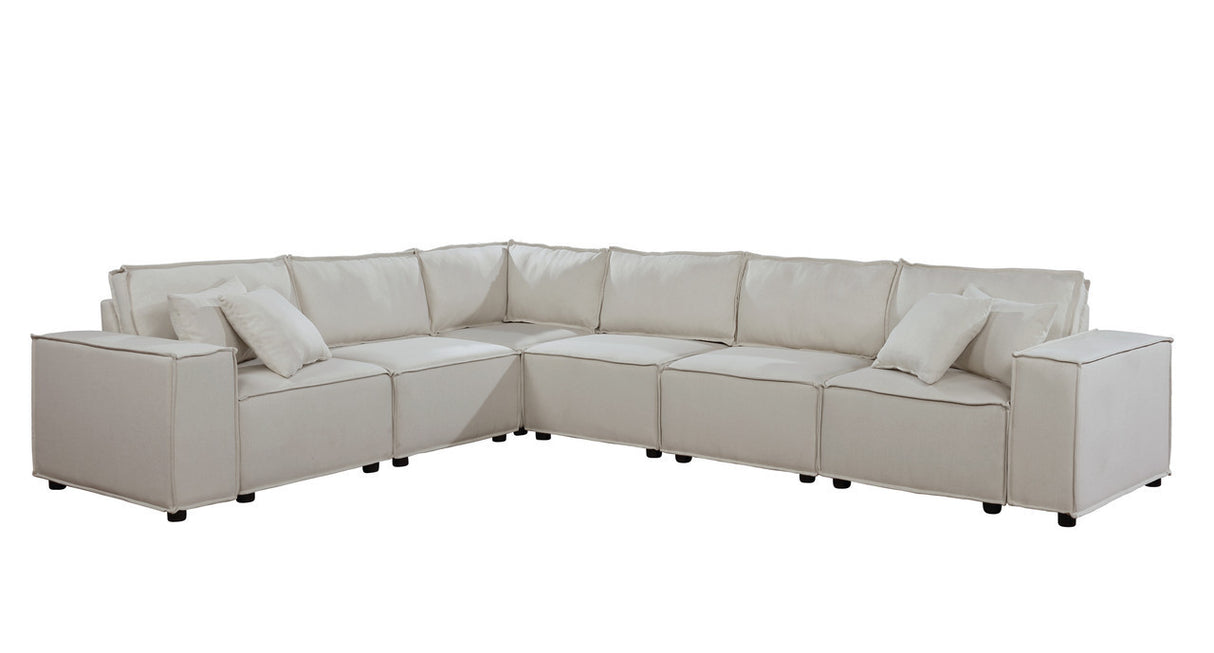 Janelle Modular Sectional Sofa in Beige Linen - Home Elegance USA
