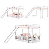 Twin Over Twin Bunk Bed with Slide and Ladder, White（Old SKU:LP000009AAK） - Home Elegance USA